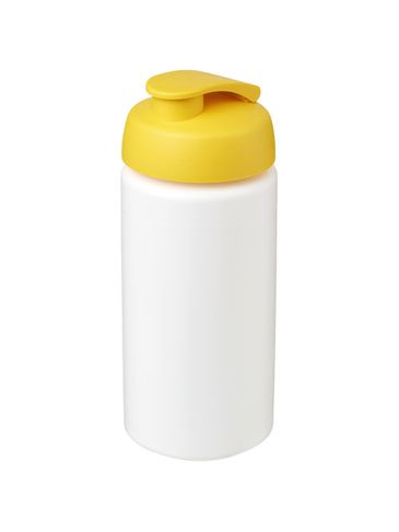 Bidon Baseline® Plus o pojemności 500 ml z wieczkiem zaciskowym i uchwytem, biały / żółty