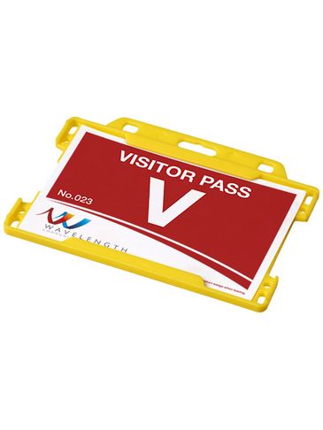 Uchwyt na plakietki Vega wykonany z tworzywa sztucznego, żółty