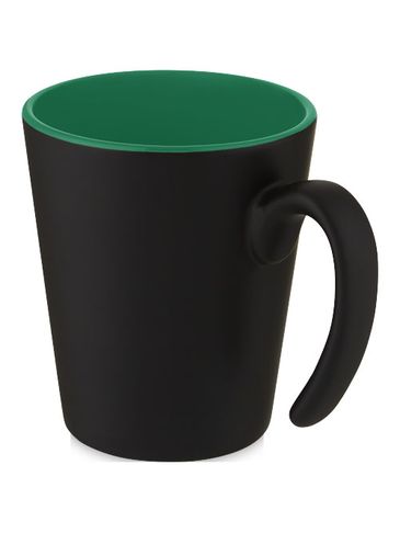 Kubek ceramiczny Oli o pojemności 360 ml z uchwytem, zielony / czarny