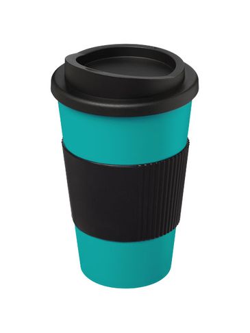 Kubek termiczny z serii Americano® o pojemności 350 ml z uchwytem, błękitny / czarny