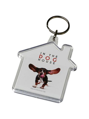 Brelok Combo w kształcie domu, przezroczysty bezbarwny