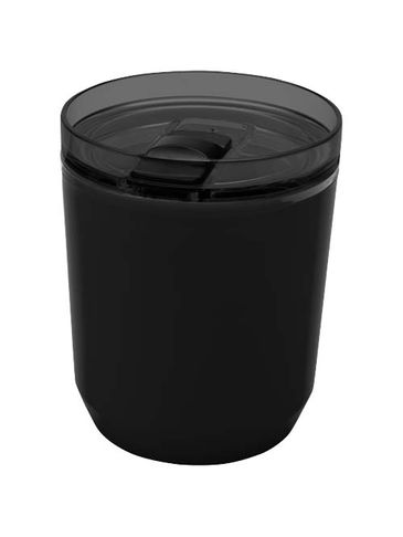 Hudson kubek z podwójnymi ściankami o pojemności 180 ml wykonany z tworzyw sztucznych pochodzących z recyklingu, czarny