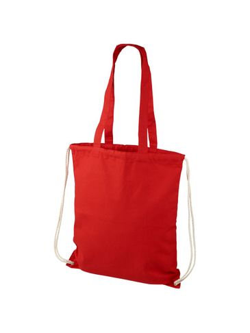 Plecak Eliza wykonany z bawełny o gramaturze 240 g/m² ze sznurkiem ściągającym, czerwony