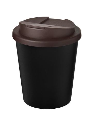 Kubek Americano® Espresso Eco z recyklingu o pojemności 250 ml z pokrywą odporną na zalanie , czarny / brązowy