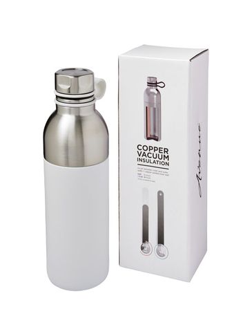 Miedziany izolowany próżniowo bidon Koln o pojemności 590 ml, biały