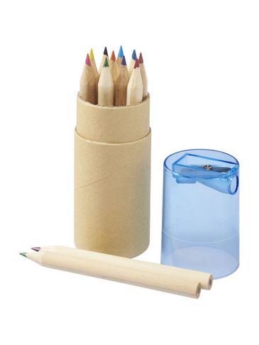 12-elementowy zestaw kredek z temperówką Hef, niebieski