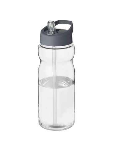 Bidon H2O Base® o pojemności 650 ml z wieczkiem z słomką, przezroczysty / szary sztormowy