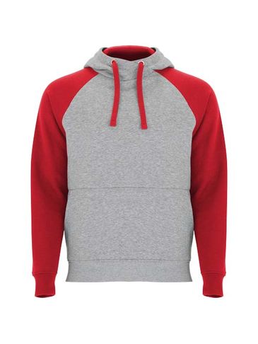 Badet dwukolorowa bluza z kapturem unisex, szary melanż / czerwony