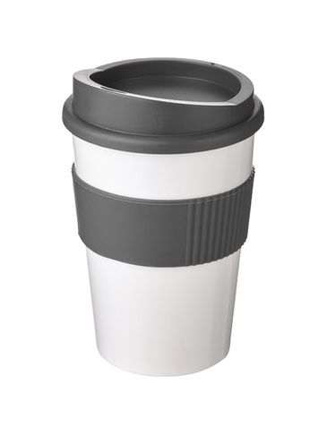 Kubek z serii Americano® Medio o pojemności 300 ml z uchwytem, biały / szary