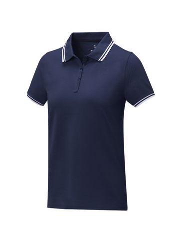 Damska koszulka polo Amarago z kontrastowymi paskami i krótkim rękawem, granatowy