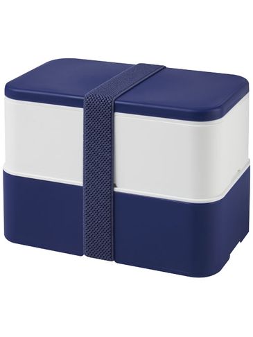 MIYO dwupoziomowe pudełko na lunch, niebieski / biały / niebieski