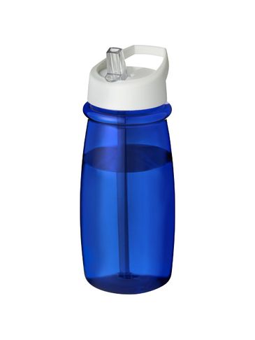 Bidon H2O Pulse o pojemności 600 ml z wieczkiem z dzióbkiem, niebieski / biały