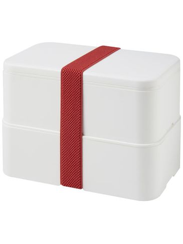 MIYO dwupoziomowe pudełko na lunch, biały / biały / czerwony