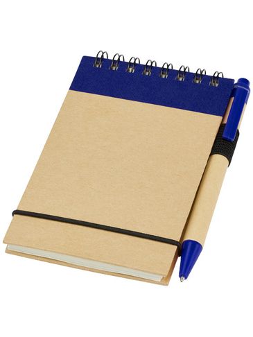 Notatnik A7 z recyklingu z długopisem Zuse, piasek pustyni / granatowy