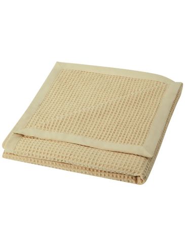 Abele koc z bawełny o waflowej strukturze o wymiarach 150 x 140 cm , beżowy