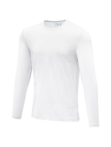 Męski T-shirt organiczny Ponoka z długim rękawem, biały