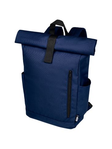 Byron plecak na laptopa 15,6 cala z tworzywa RPET z certyfikatem GRS z zawijanym zamknięciem, 18 l, granatowy
