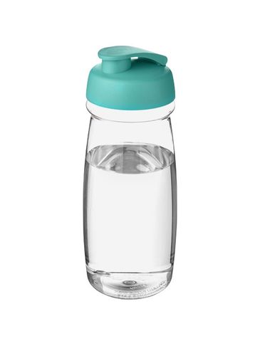 Bidon H2O Pulse® o pojemności 600 ml z wieczkiem zaciskowym, przezroczysty / błękitny