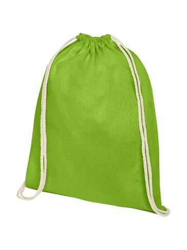 Plecak Oregon wykonany z bawełny o gramaturze 140 g/m² ze sznurkiem ściągającym, limonka