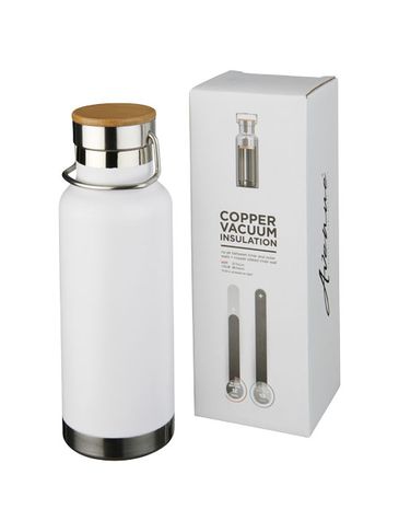 Miedziany, izolowany próżniowo bidon Thor o pojemności 480 ml, biały
