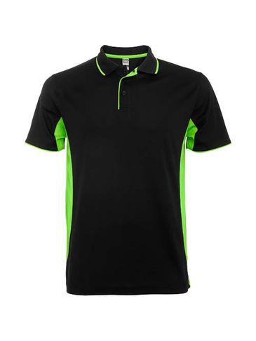Montmelo koszulka polo unisex z krótkim rękawem, czarny / limonka