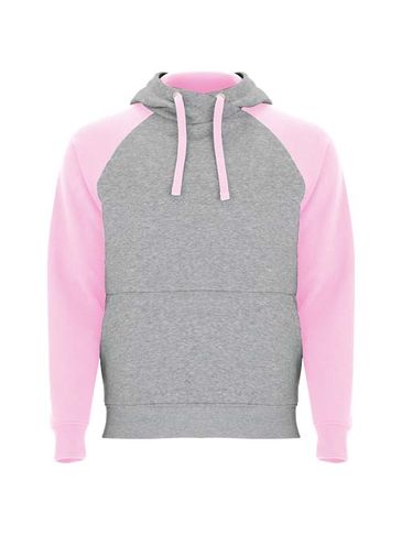 Badet dwukolorowa bluza z kapturem unisex, szary melanż / jasnoróżowy