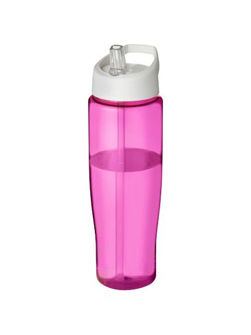 Bidon H2O Tempo® o pojemności 700 ml z wieczkiem z słomką, różowy / biały