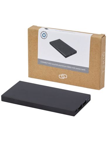 Connect powerbank o pojemności 5000 mAh z aluminium pochodzącego z recyklingu , czarny