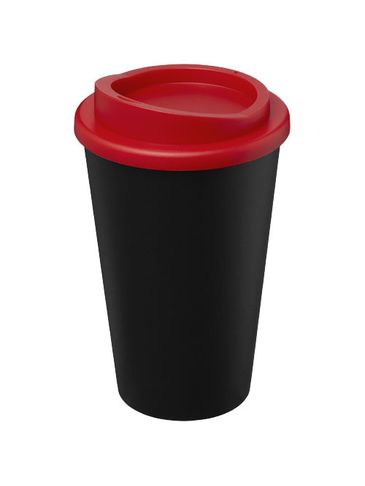 Kubek Americano Eco z recyklingu o pojemności 350 ml, czarny / czerwony
