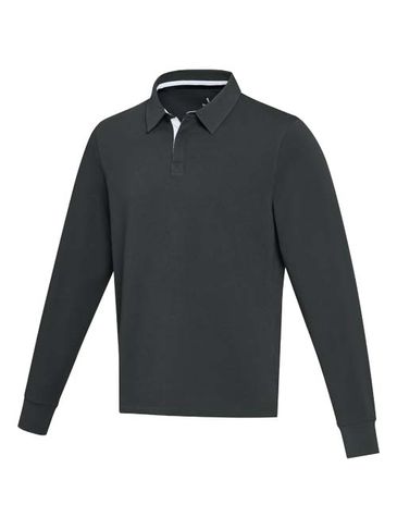 Clyde bluza polo do rugby unisex, czarny