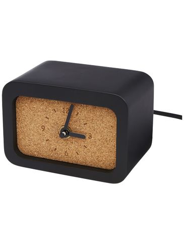 Zegarek biurowy Momento z funkcją ładowania indukcyjnego z wapienia, czarny