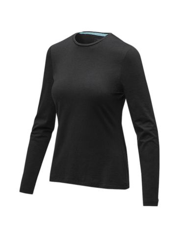 Damski T-shirt organiczny Ponoka z długim rękawem, czarny