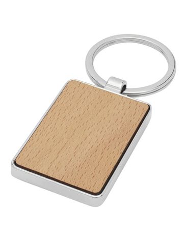 Prostokątny brelok do kluczy Mauro z drewna bukowego, piasek pustyni