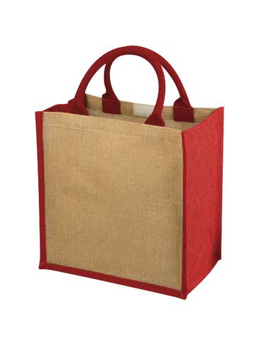 Jutowa torba prezentowa Chennai, piasek pustyni / czerwony