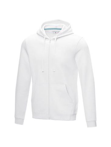 Męska organiczna bluza na suwak z kapturem Ruby, biały