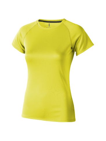 Damski T-shirt Niagara z krótkim rękawem z dzianiny Cool Fit odprowadzającej wilgoć, neonowy żółty