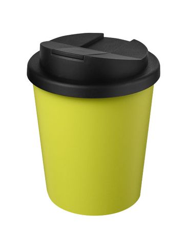 Kubek Americano® Espresso z recyklingu o pojemności 250 ml z pokrywą odporną na zalanie, limonka / czarny