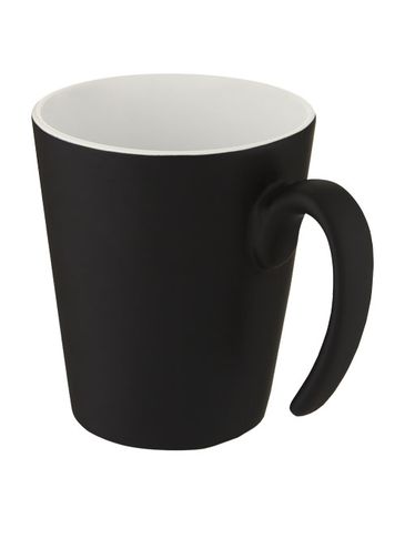 Kubek ceramiczny Oli o pojemności 360 ml z uchwytem, biały / czarny