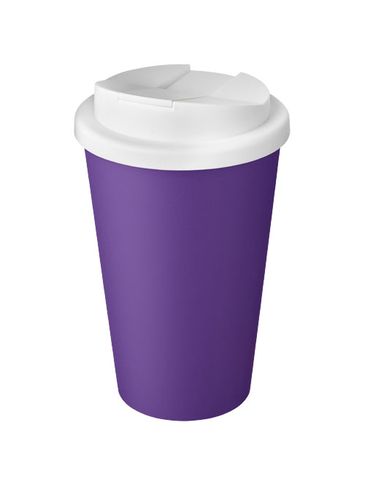 Kubek Americano® Eco z recyklingu o pojemności 350 ml z pokrywą odporną na zalanie, fioletowy / biały