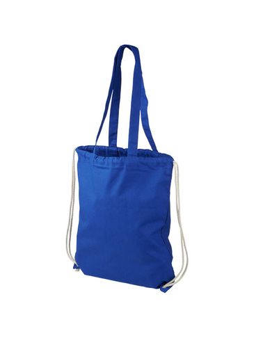 Plecak Eliza wykonany z bawełny o gramaturze 240 g/m² ze sznurkiem ściągającym, błękit królewski
