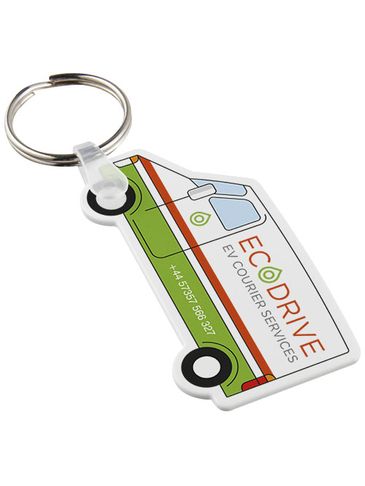 Tait łańcuch do kluczy z recyklingu w kształcie furgonu, biały