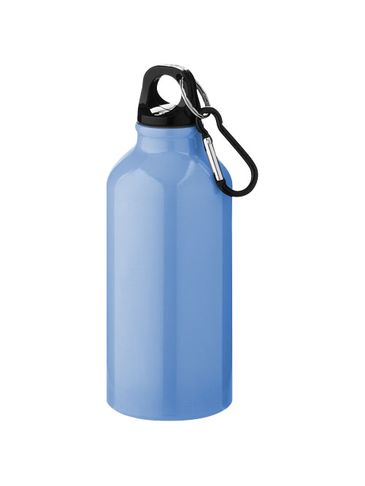 Aluminiowa butelka na wodę Oregon z karabińczykiem o pojemności 400 ml, jasnoniebieski