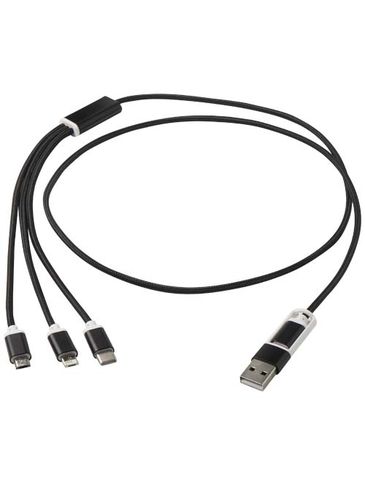 Versatile kabel do ładowania 5-1 z aluminium z recyklingu, czarny