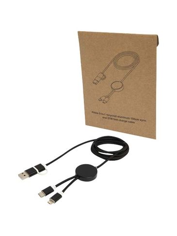 Alasia kabel do synchronizacji danych i szybkiego ładowania 5 w 1 27 W o długości 150 cm z tworzyw sztucznych i aluminium pochodzących z recyklingu, czarny