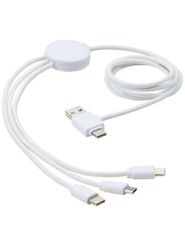 Pure kabel do ładowania 5-w-1 z dodatkiem antybakteryjnym, biały