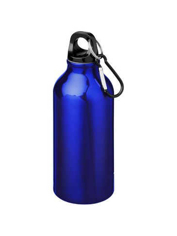 Aluminiowa butelka na wodę Oregon z karabińczykiem o pojemności 400 ml, niebieski