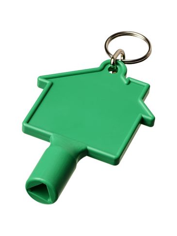 Klucz do skrzynki licznika w kształcie domku Maximilian z brelokiem, zielony
