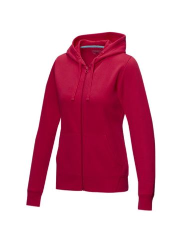 Ruby women’s organic recycled full zip hoodie, czerwony