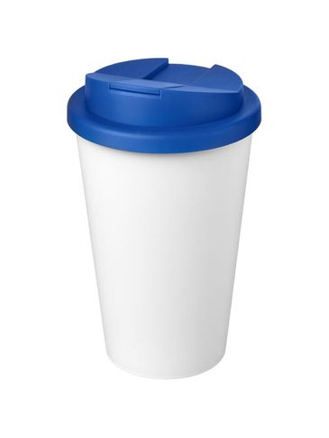 Kubek Americano® Eco z recyklingu o pojemności 350 ml z pokrywą odporną na zalanie, średnioniebieski / biały