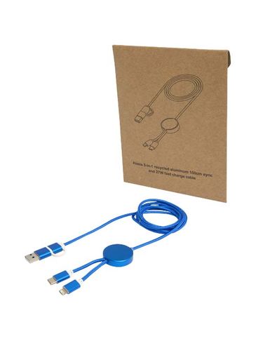 Alasia kabel do synchronizacji danych i szybkiego ładowania 5 w 1 27 W o długości 150 cm z tworzyw sztucznych i aluminium pochodzących z recyklingu, błękit królewski